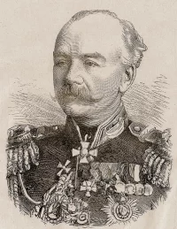 Константин Петрович фон Кауфман (19 февраля (3 марта) 1818— 4 (16) мая 1882,) русский военный деятель, инженер-генерал (1874), генерал-адъютант (1864), руководивший завоеванием и колонизацией регионов Центральной Азии. В 1865—1867 годах - генерал-губернатор Северо-Западного края, где ввёл запрет на литовскую латиницу. С 1867 — генерал-губернатор Туркестана, командующий войсками Туркестанского военного округа.