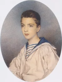 Портрет великого князя Александра Михайловича. 1882 г. Этлингер, Мария Васильевна (1857-1934) (Художник). Бумага, акварель, карандаш графитный. 57х43 см (овал); 85х64,5 см (в раме) ГЭ