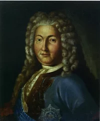 Портрет вице-канцлера А.И. Остермана. 1727 (?)  Холст, масло. 57 x 49  На обороте, ныне скрытая под дублировочным холстом, надпись: «Графъ Андрей Иванович Остерманъ 1727 Годъ вице канцлеръ п. левицкий»