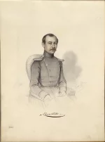 Алексей Петрович Ахматов. Блан де Лабарт, Нюма Проспер. Франция, около 1846 г. Веленевая бумага плотная, карандаш, тушь, акварель, 33,5х24,5 см. ГЭ