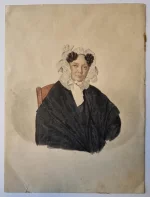 Портрет Прасковьи Николаевны Ахвердовой (1783/6-1851), урожденной Арсеньевой. Неизвестный художник. Российская империя, конец 1820-х гг. Бумага, акварель, 22,7х16,8 см. ГИМ