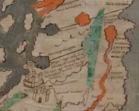 Bede’s description of Hadrian, beginning column 2 line 18, from his Ecclesiastical History of the English People, England (Canterbury?), c. 825: Cotton MS Tiberius C II, f. 94r.